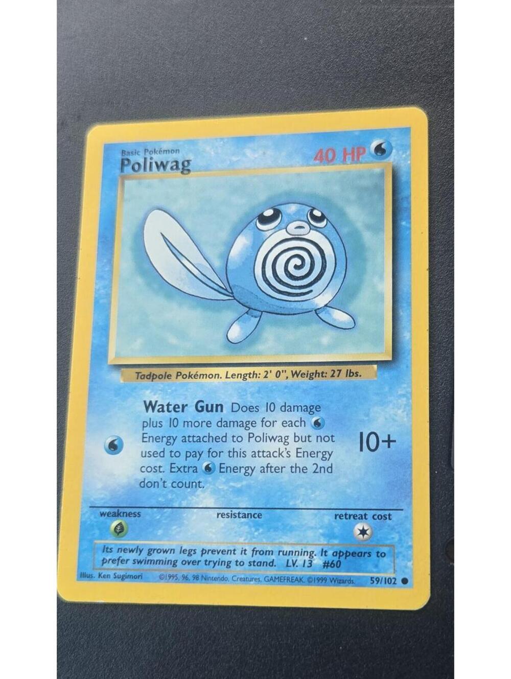 Poliwag 59/102 - Common 1999 English Base Set Pokemon Card - Near Mint (NM) & LP